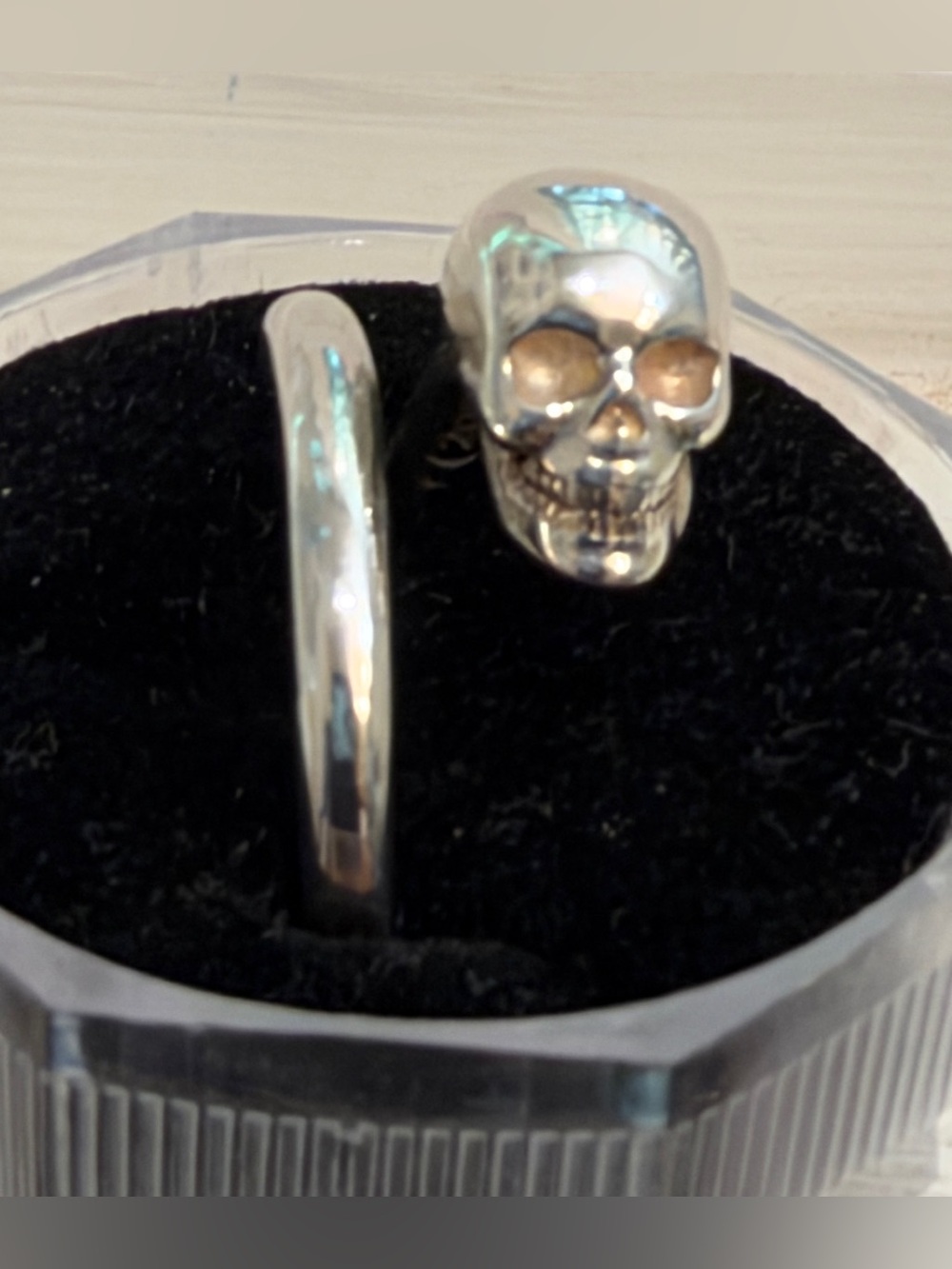Sterling Silver Skull Open Band Ring size 8.5
